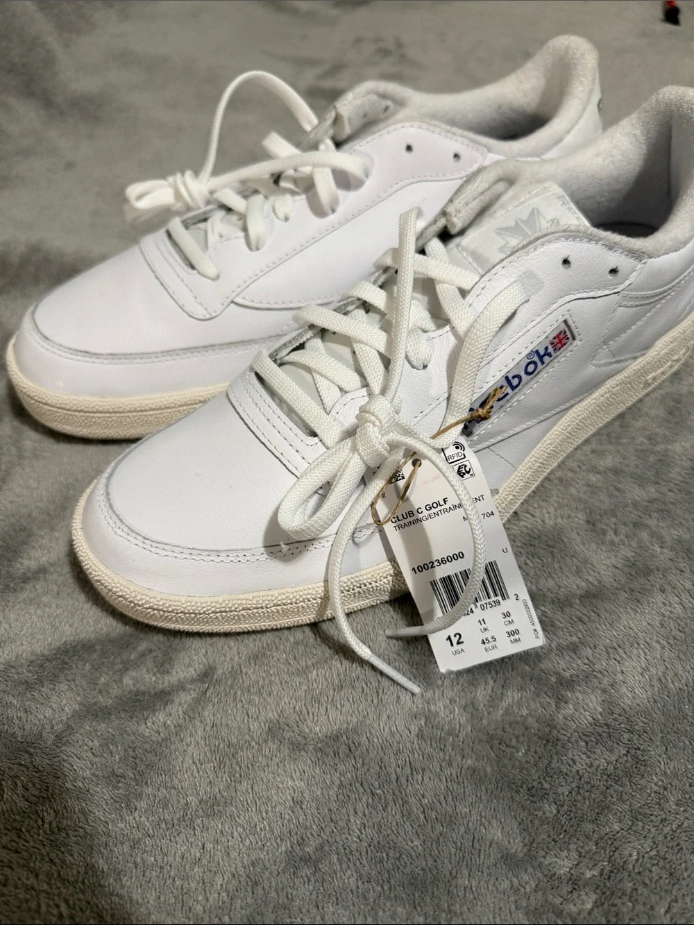 Reebok White Low-Top Leather Sneakers with Off-White Sole